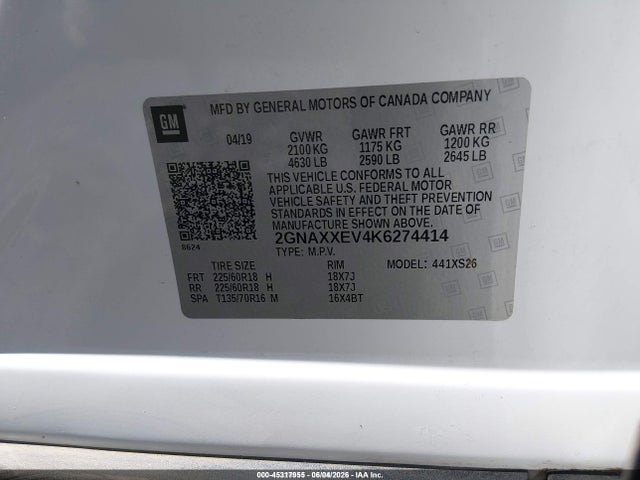 Chevrolet Equinox Premier 2019 2GNAXXEV4K6274414 Image 9
