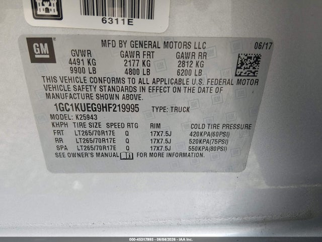 1GC1KUEG9HF219995 Chevrolet Silverado 2500hd Wt