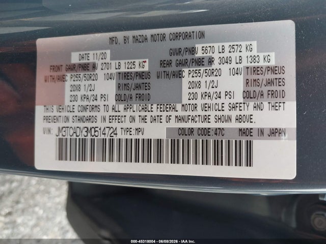 Mazda Cx-9 Carbon Edition 2021 JM3TCADY3M0514724 Image 9