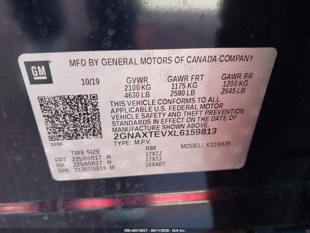 Chevrolet Equinox Awd 2fl 2020 2GNAXTEVXL6159813 Image 9