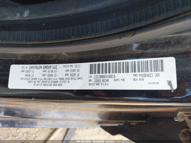 45318029 :رقم المزاد ، 1C3CCBBB8CN189216 vin ، 2012 Chrysler 200 Touring مزاد بيع