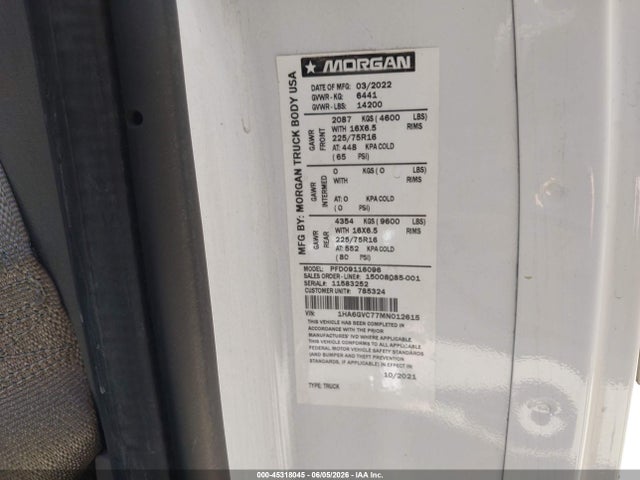 Продажа на аукционе авто 2021 Chevrolet Express Cutaway 4500 Van, vin: 1HA6GVC77MN012615, номер лота: 45318045