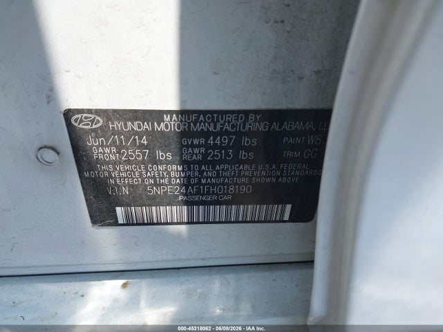 Hyundai SONATA SE 2015 5NPE24AF1FH018190 Image 9