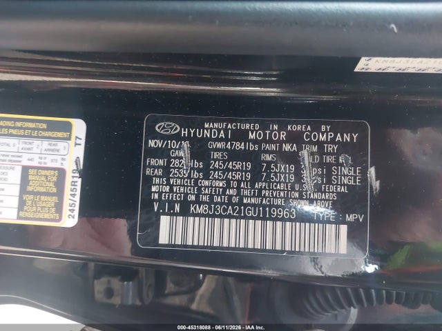 Aukcja sprzedaży 2016 Hyundai Tucson Limited, vin: KM8J3CA21GU119963, numer aukcji: 45318088