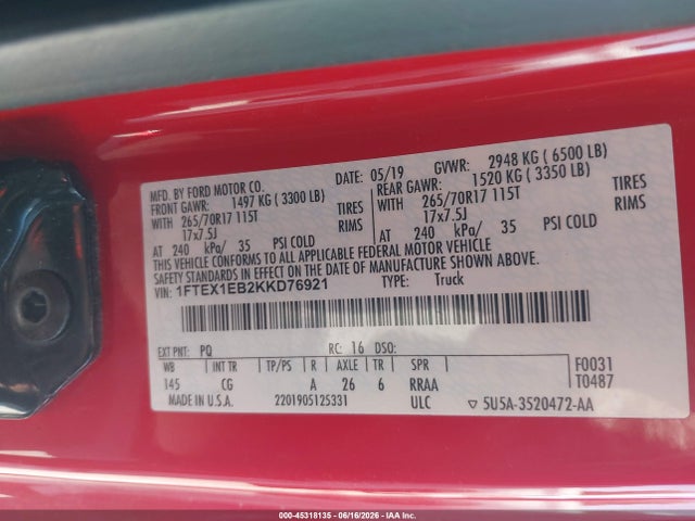 Ford F-150 Xl 2019 1FTEX1EB2KKD76921 Image 9