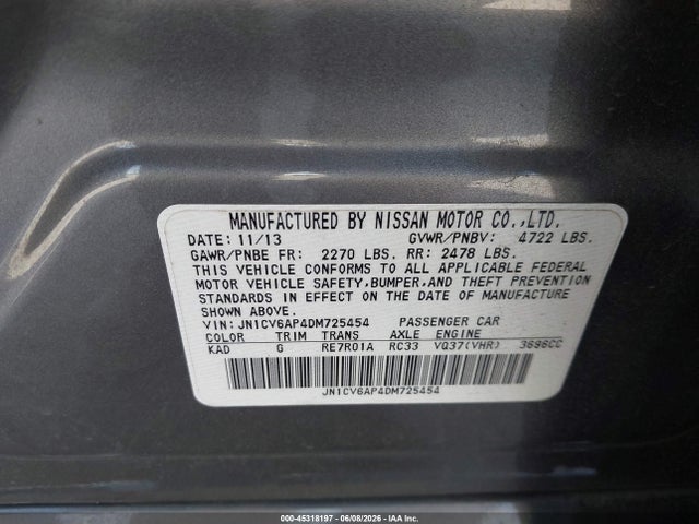 Продаж на аукціоні авто 2013 Infiniti G37 Journey, vin: JN1CV6AP4DM725454, номер лоту: 45318197