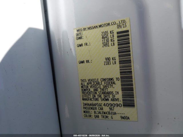Nissan Maxima 3.5 Sl 2016 1N4AA6AP1GC409090 Image 9