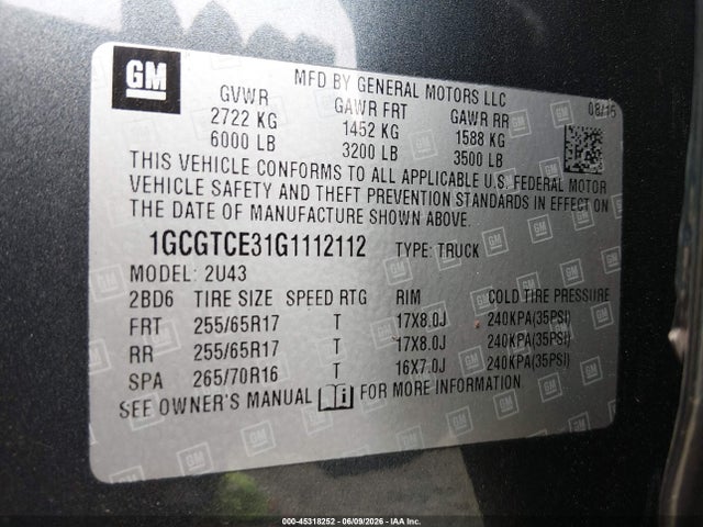 1GCGTCE31G1112112 Chevrolet Colorado Lt
