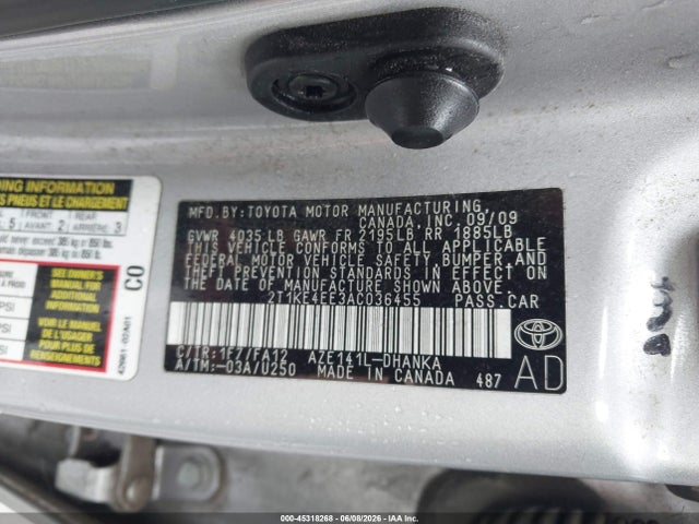 Продажа на аукционе авто 2010 Toyota Matrix S, vin: 2T1KE4EE3AC036455, номер лота: 45318268