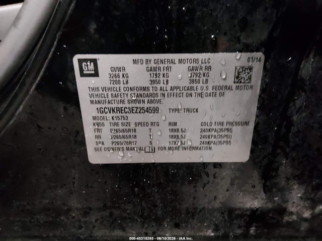 Aukcja sprzedaży 2014 Chevrolet Silverado 1500 2lt, vin: 1GCVKREC3EZ254599, numer aukcji: 45318285