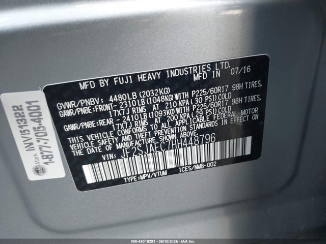 Subaru Forester 2.5i Premium 2017 JF2SJAEC7HH448796 Image 9