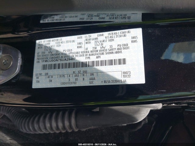Продажа на аукционе авто 2025 Ford Escape Active, vin: 1FMCU0GN7SUA29487, номер лота: 45318310