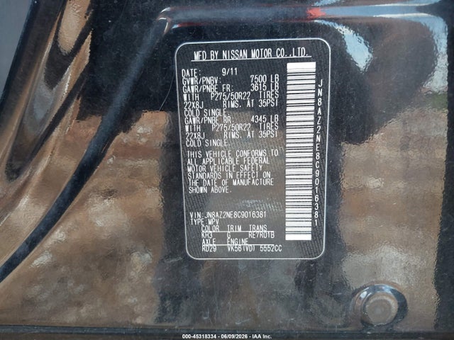 Продаж на аукціоні авто 2012 Infiniti Qx56, vin: JN8AZ2NE8C9016381, номер лоту: 45318334