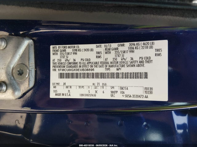 Aukcja sprzedaży 2014 Ford Escape Se, vin: 1FMCU0GX0EUB38895, numer aukcji: 45318338
