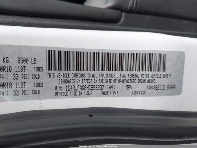 1C4RJFAG6HC959237 Jeep Grand Cherokee Laredo 4x4
