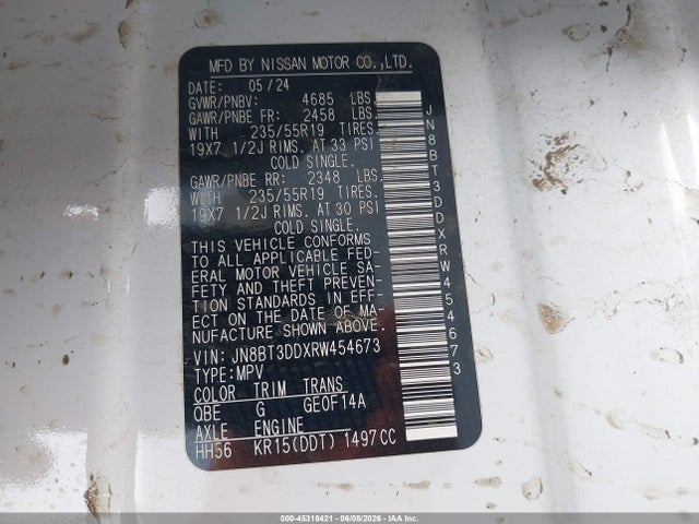 JN8BT3DDXRW454673 Nissan Rogue Platinum Intelligent Awd