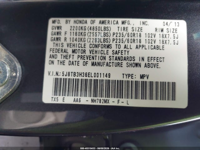 Продажа на аукционе авто 2014 Acura Rdx, vin: 5J8TB3H36EL001149, номер лота: 45318433