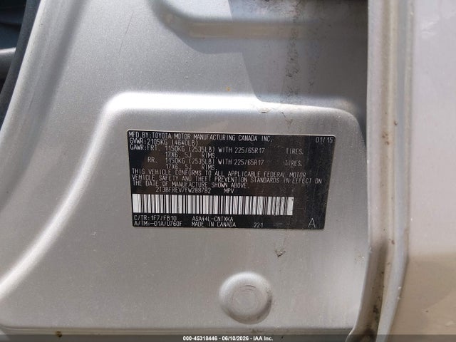 Aukcja sprzedaży 2015 Toyota Rav4 Le, vin: 2T3BFREV7FW288782, numer aukcji: 45318446