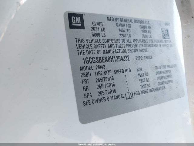 1GCGSBEN8H1254232 Chevrolet Colorado Wt