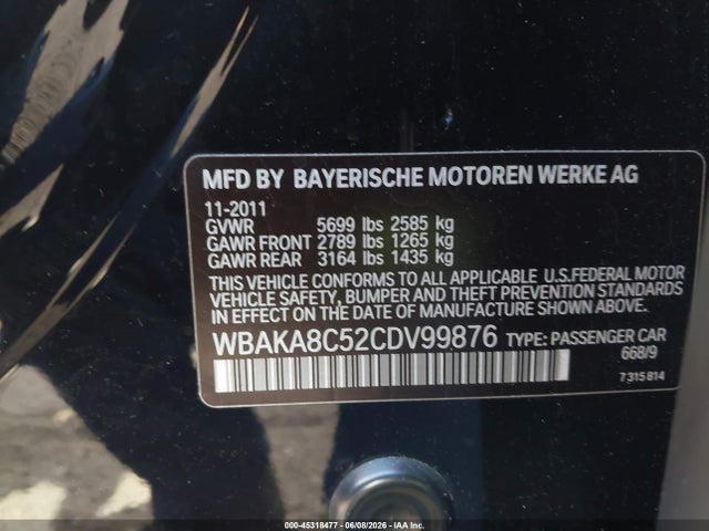 Продажа на аукционе авто 2012 Bmw 750i, vin: WBAKA8C52CDV99876, номер лота: 45318477