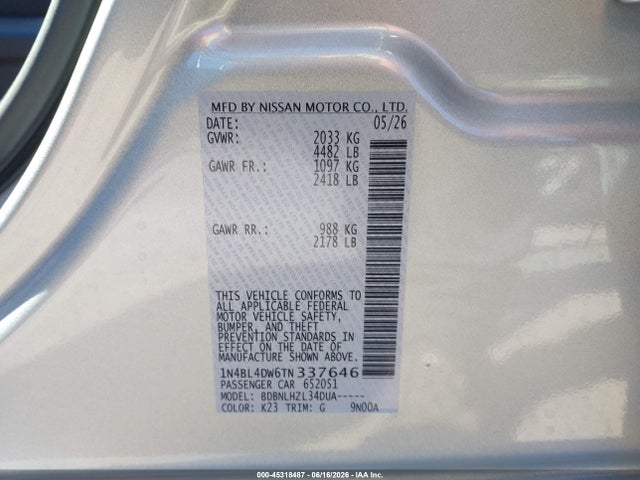 Nissan Altima Sv Awd 2026 1N4BL4DW6TN337646 Image 9