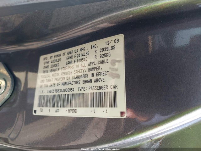 Продаж на аукціоні авто 2010 Honda Accord 2.4 Ex-l, vin: 1HGCS1B83AA006954, номер лоту: 45318497