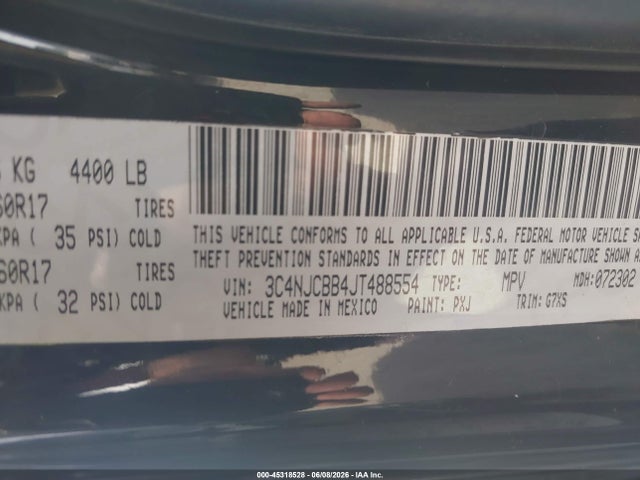 3C4NJCBB4JT488554 Jeep Compass Sun And Wheel Fwd