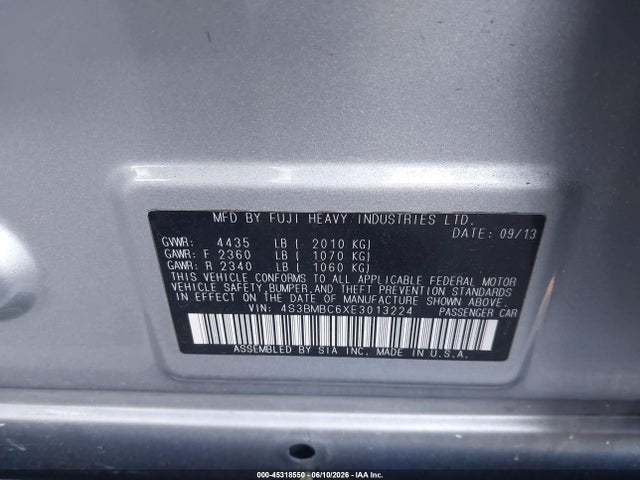 Subaru Legacy 2.5i Premium 2014 4S3BMBC6XE3013224 Image 9