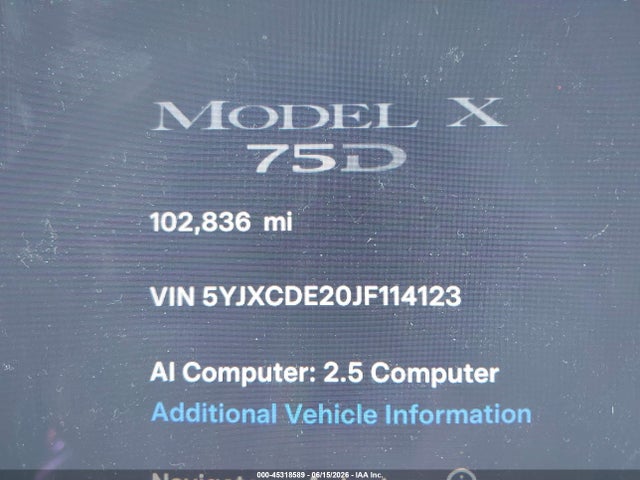 Tesla Model X 100d/75d/p100d 2018 5YJXCDE20JF114123 Image 16