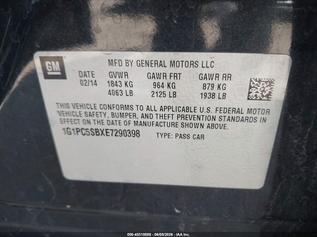 1G1PC5SBXE7290398 Chevrolet Cruze 1lt Auto
