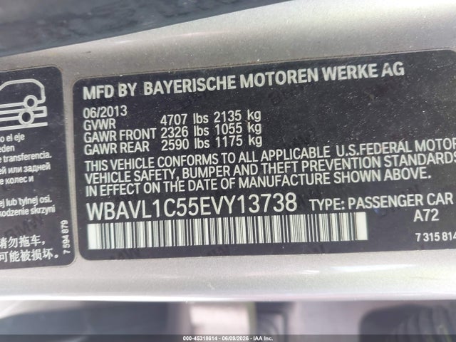 45318614 :رقم المزاد ، WBAVL1C55EVY13738 vin ، 2014 Bmw X1 Xdrive28i مزاد بيع