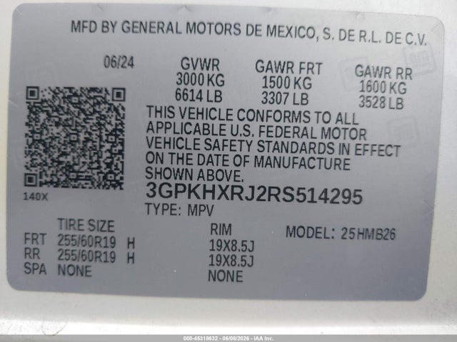 3GPKHXRJ2RS514295 Honda Prologue Touring
