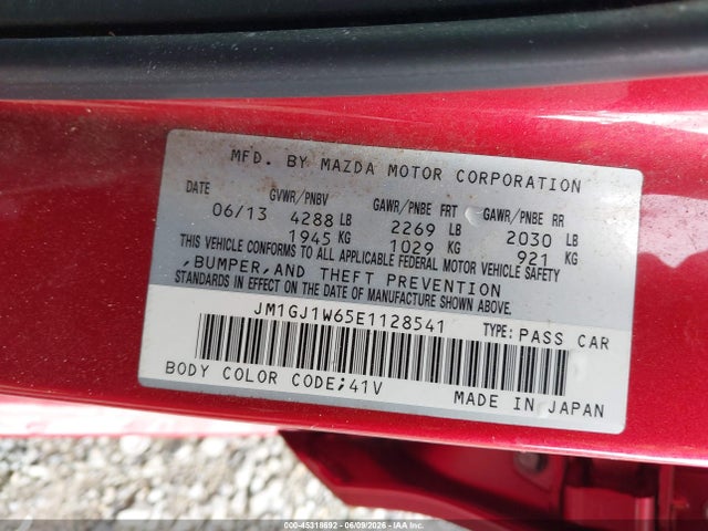 Aukcja sprzedaży 2014 Mazda Mazda6 I Grand Touring, vin: JM1GJ1W65E1128541, numer aukcji: 45318692