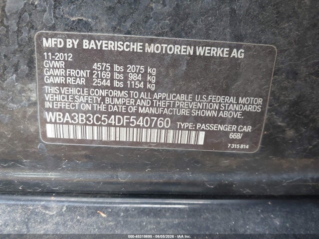 Продаж на аукціоні авто 2013 Bmw 328i Xdrive, vin: WBA3B3C54DF540760, номер лоту: 45318695