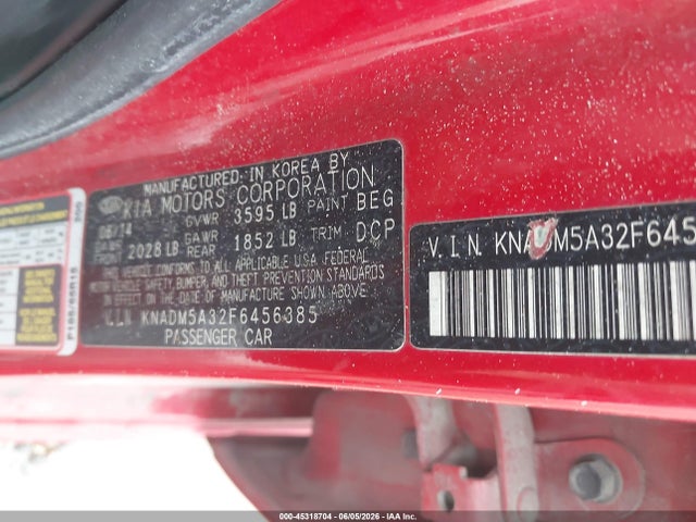 Продаж на аукціоні авто 2015 Kia Rio Lx, vin: KNADM5A32F6456385, номер лоту: 45318704