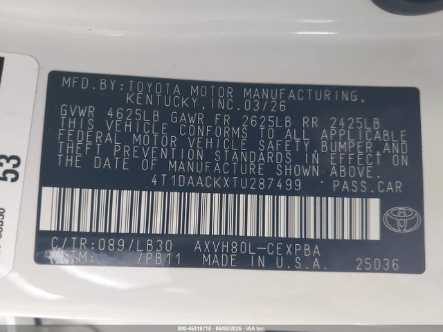 Toyota CAMRY XSE 2026 4T1DAACKXTU287499 Image 9