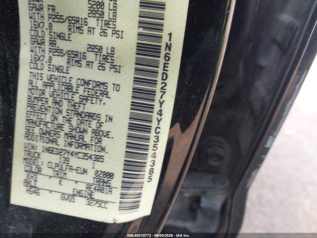 Aukcja sprzedaży 2000 Nissan Frontier Se-v6/xe-v6, vin: 1N6ED27Y4YC354385, numer aukcji: 45318772