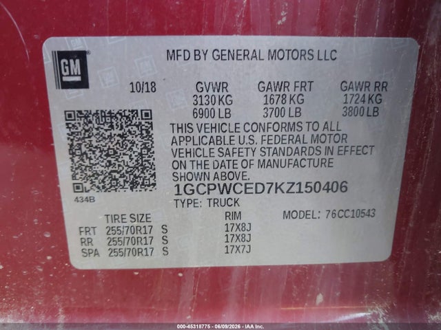 1GCPWCED7KZ150406 Chevrolet Silverado 1500 Lt