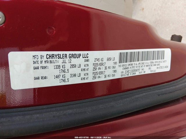 Aukcja sprzedaży 2013 Chrysler Town & Country Touring-l, vin: 2C4RC1CG9DR508797, numer aukcji: 45318788