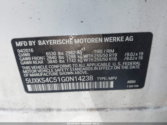 5UXKS4C51G0N14238 BMW X5 Xdrive35d