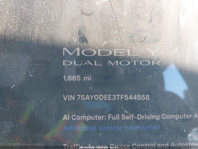 2026 Tesla Model Y All-wheel Drive/long Range Launch Series/premium All-wheel Drive მანქანა იყიდება აუქციონზე, vin: 7SAYGDEE3TF544558, აუქციონის ნომერი: 45318906
