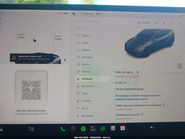 Aukcja sprzedaży 2021 Tesla Model Y Performance Dual Motor All-wheel Drive, vin: 5YJYGDEF5MF121536, numer aukcji: 45318908