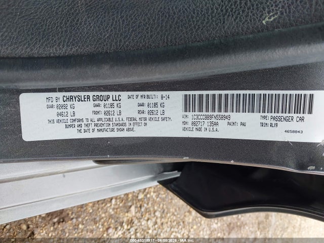Aukcja sprzedaży 2015 Chrysler 200 S, vin: 1C3CCCBB9FN558949, numer aukcji: 45318917