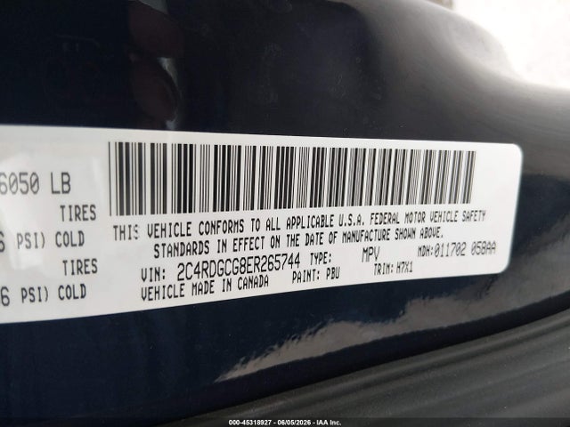 Aukcja sprzedaży 2014 Dodge Grand Caravan Sxt, vin: 2C4RDGCG8ER265744, numer aukcji: 45318927