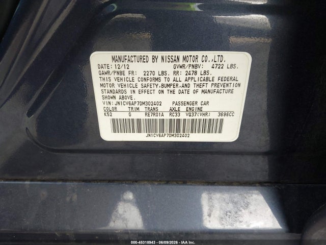Продажа на аукционе авто 2013 Infiniti G37 Journey, vin: JN1CV6AP7DM302402, номер лота: 45318943