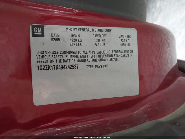 Aukcja sprzedaży 2009 Pontiac G6 New Gt, vin: 1G2ZK17K494242587, numer aukcji: 45318946