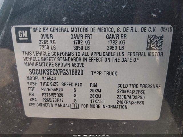 Chevrolet Silverado 1500 Ltz 2015 3GCUKSECXFG376820 Image 9