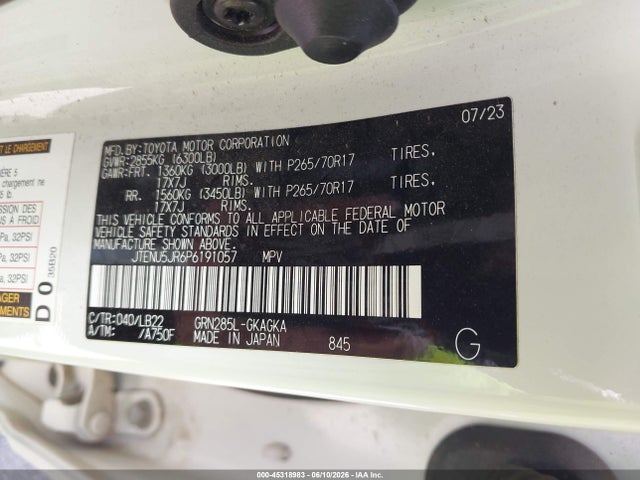 JTENU5JR6P6191057 Toyota 4runner Sr5 Premium
