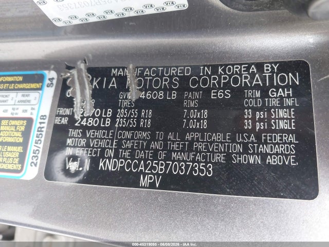 Aukcja sprzedaży 2011 Kia Sportage Ex, vin: KNDPCCA25B7037353, numer aukcji: 45319095