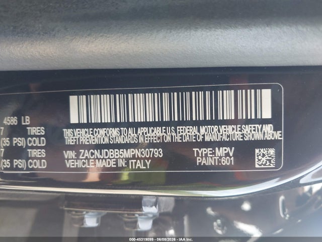 2021 Jeep Renegade Latitude 4x4 მანქანა იყიდება აუქციონზე, vin: ZACNJDBB5MPN30793, აუქციონის ნომერი: 45319099